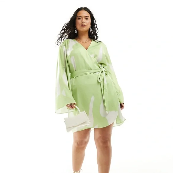ASOS Curve | Dresses | Asos Design Curve Satin Wrap Mini Dress With Tie Waist In Green Abstract Print | Poshmark ASOS Curve | Dresses | Asos Design Curve Satin Wrap Mini Dress With Tie Waist In Green Abstract Print | Poshmark